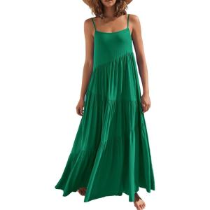 imageANRABESS Women Summer Casual Loose Sleeveless Sundress Spaghetti Strap Flowy Boho Linen Beach Vacation Maxi Long DressGreen