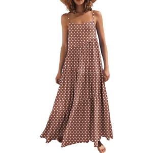 imageANRABESS Women Summer Casual Loose Sleeveless Sundress Spaghetti Strap Flowy Boho Linen Beach Vacation Maxi Long DressPrint Brown