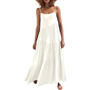 imageANRABESS Women Summer Casual Loose Sleeveless Sundress Spaghetti Strap Flowy Boho Linen Beach Vacation Maxi Long DressWhite