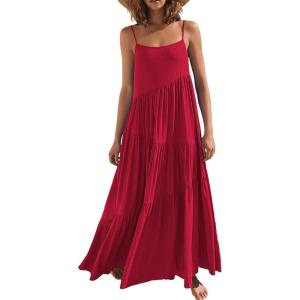 imageANRABESS Women Summer Casual Loose Sleeveless Sundress Spaghetti Strap Flowy Boho Linen Beach Vacation Maxi Long DressWine Red