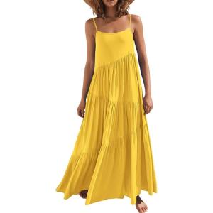imageANRABESS Women Summer Casual Loose Sleeveless Sundress Spaghetti Strap Flowy Boho Linen Beach Vacation Maxi Long DressYellow