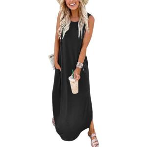 imageANRABESS Women Summer Maxi Dress Beach Vacation Sundress Sleeveless Casual Loose Shirt Dresses 2025 Travel OutfitsBlack