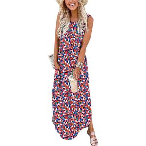imageANRABESS Women Summer Maxi Dress Beach Vacation Sundress Sleeveless Casual Loose Shirt Dresses 2025 Travel OutfitsFloral Rainbow