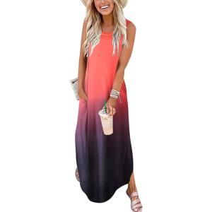 imageANRABESS Women Summer Maxi Dress Beach Vacation Sundress Sleeveless Casual Loose Shirt Dresses 2025 Travel OutfitsGradual Red