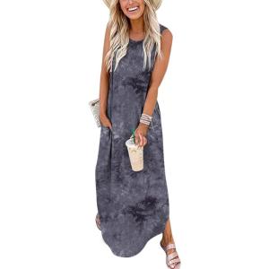 imageANRABESS Women Summer Maxi Dress Beach Vacation Sundress Sleeveless Casual Loose Shirt Dresses 2025 Travel OutfitsPrint Dark