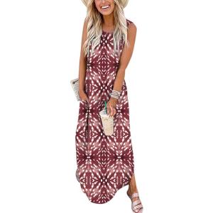 imageANRABESS Women Summer Maxi Dress Beach Vacation Sundress Sleeveless Casual Loose Shirt Dresses 2025 Travel OutfitsPrint Red