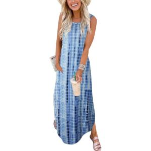 imageANRABESS Women Summer Maxi Dress Beach Vacation Sundress Sleeveless Casual Loose Shirt Dresses 2025 Travel OutfitsTie Dye