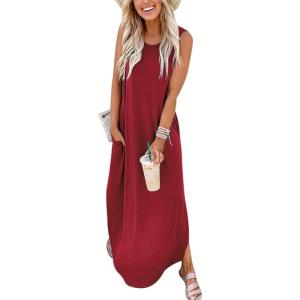 imageANRABESS Women Summer Maxi Dress Beach Vacation Sundress Sleeveless Casual Loose Shirt Dresses 2025 Travel OutfitsWinered