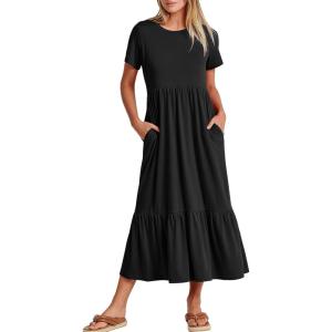 imageANRABESS Womens 2025 Summer Casual Maxi Dress A line Tiered Flowy Short Sleeve Crewneck T Shirt Beach Travel Long DressesBlack