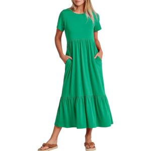 imageANRABESS Womens 2025 Summer Casual Maxi Dress A line Tiered Flowy Short Sleeve Crewneck T Shirt Beach Travel Long DressesGrass