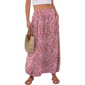 imageANRABESS Womens Maxi Skirts 2025 Fall Trendy Ankle Length High Waisted Boho Flowy Beach Long Skirt with Pockets FashionFloral Pink