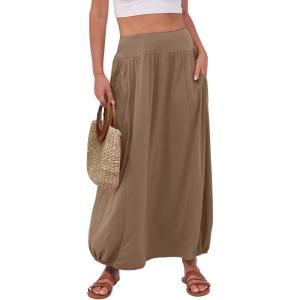 imageANRABESS Womens Maxi Skirts 2025 Fall Trendy Ankle Length High Waisted Boho Flowy Beach Long Skirt with Pockets FashionKhaki