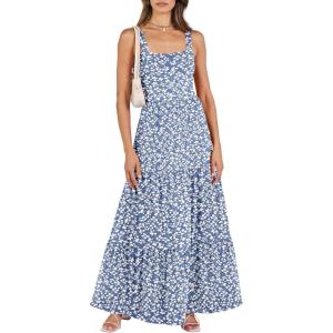 imageANRABESS Womens Summer Casual Long Maxi Beach Vacation Dresses Sleeveless Square Neck Flowy Tiered Sun Dress with PocketsFloral Blue
