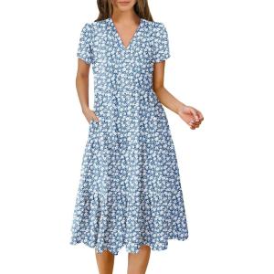 imageANRABESS Womens Summer Casual Short Sleeve V Neck Midi Dresses 2025 Spring Flowy Aline Tiered T Shirts Boho Beach DressFloral Blue