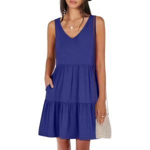 imageANRABESS Womens Summer Casual Tank Dress Sleeveless V Neck T Shirt Sundress Flowy Tiered Swing Mini Beach Vacation DressesRoyal Blue