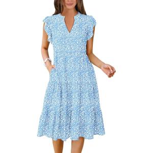 imageANRABESS Womens Summer Dress Ruffle Sleeve V Neck Midi Dresses Fashion Casual Fit Flowy Tiered Boho Beach Vacation SundressBlue Floral