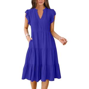 imageANRABESS Womens Summer Dress Ruffle Sleeve V Neck Midi Dresses Fashion Casual Fit Flowy Tiered Boho Beach Vacation SundressRoyal Blue
