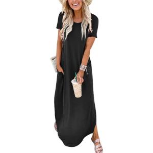 imageANRABESS Womens Summer Maxi Dress Short Sleeve Casual Loose Long T Shirt Dresses Split Vacation Beach Sundress Travel OutfitsBlack