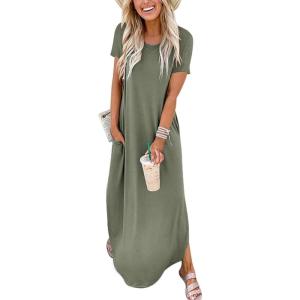 imageANRABESS Womens Summer Maxi Dress Short Sleeve Casual Loose Long T Shirt Dresses Split Vacation Beach Sundress Travel OutfitsOlive