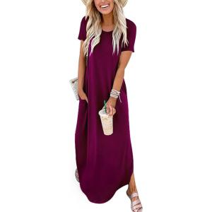 imageANRABESS Womens Summer Maxi Dress Short Sleeve Casual Loose Long T Shirt Dresses Split Vacation Beach Sundress Travel OutfitsPurple