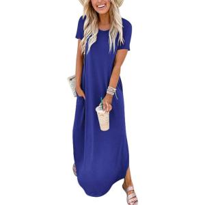 imageANRABESS Womens Summer Maxi Dress Short Sleeve Casual Loose Long T Shirt Dresses Split Vacation Beach Sundress Travel OutfitsRoyal Blue