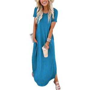 imageANRABESS Womens Summer Maxi Dress Short Sleeve Casual Loose Long T Shirt Dresses Split Vacation Beach Sundress Travel OutfitsSky