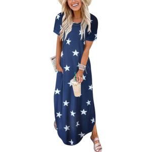 imageANRABESS Womens Summer Maxi Dress Short Sleeve Casual Loose Long T Shirt Dresses Split Vacation Beach Sundress Travel OutfitsStar