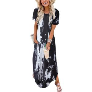 imageANRABESS Womens Summer Maxi Dress Short Sleeve Casual Loose Long T Shirt Dresses Split Vacation Beach Sundress Travel OutfitsTie Dye Black