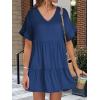 imageANRABESS Dresses for Women Summer 2025 V Neck Ruffle Sleeve A Line Tiered Flowy Casual Trendy Mini Beach Dress with PocketsBlue