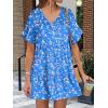 imageANRABESS Dresses for Women Summer 2025 V Neck Ruffle Sleeve A Line Tiered Flowy Casual Trendy Mini Beach Dress with PocketsBlue Pink Floral