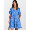 imageANRABESS Dresses for Women Summer 2025 V Neck Ruffle Sleeve A Line Tiered Flowy Casual Trendy Mini Beach Dress with PocketsBlue Pink Floral