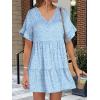 imageANRABESS Dresses for Women Summer 2025 V Neck Ruffle Sleeve A Line Tiered Flowy Casual Trendy Mini Beach Dress with PocketsBlue White Floral