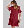 imageANRABESS Dresses for Women Summer 2025 V Neck Ruffle Sleeve A Line Tiered Flowy Casual Trendy Mini Beach Dress with PocketsBurgundy