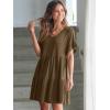 imageANRABESS Dresses for Women Summer 2025 V Neck Ruffle Sleeve A Line Tiered Flowy Casual Trendy Mini Beach Dress with PocketsCoffee