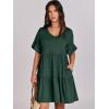 imageANRABESS Dresses for Women Summer 2025 V Neck Ruffle Sleeve A Line Tiered Flowy Casual Trendy Mini Beach Dress with PocketsDeep Green