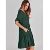 imageANRABESS Dresses for Women Summer 2025 V Neck Ruffle Sleeve A Line Tiered Flowy Casual Trendy Mini Beach Dress with PocketsDeep Green