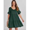 imageANRABESS Dresses for Women Summer 2025 V Neck Ruffle Sleeve A Line Tiered Flowy Casual Trendy Mini Beach Dress with PocketsDeep Green