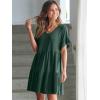 imageANRABESS Dresses for Women Summer 2025 V Neck Ruffle Sleeve A Line Tiered Flowy Casual Trendy Mini Beach Dress with PocketsDeep Green