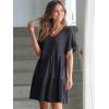 imageANRABESS Dresses for Women Summer 2025 V Neck Ruffle Sleeve A Line Tiered Flowy Casual Trendy Mini Beach Dress with PocketsDeep Navy Blue