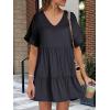 imageANRABESS Dresses for Women Summer 2025 V Neck Ruffle Sleeve A Line Tiered Flowy Casual Trendy Mini Beach Dress with PocketsDeep Navy Blue