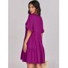 imageANRABESS Dresses for Women Summer 2025 V Neck Ruffle Sleeve A Line Tiered Flowy Casual Trendy Mini Beach Dress with PocketsFuchsia