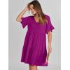 imageANRABESS Dresses for Women Summer 2025 V Neck Ruffle Sleeve A Line Tiered Flowy Casual Trendy Mini Beach Dress with PocketsFuchsia