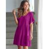 imageANRABESS Dresses for Women Summer 2025 V Neck Ruffle Sleeve A Line Tiered Flowy Casual Trendy Mini Beach Dress with PocketsFuchsia