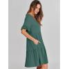 imageANRABESS Dresses for Women Summer 2025 V Neck Ruffle Sleeve A Line Tiered Flowy Casual Trendy Mini Beach Dress with PocketsGreen