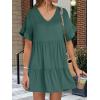 imageANRABESS Dresses for Women Summer 2025 V Neck Ruffle Sleeve A Line Tiered Flowy Casual Trendy Mini Beach Dress with PocketsGreen