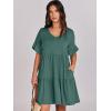 imageANRABESS Dresses for Women Summer 2025 V Neck Ruffle Sleeve A Line Tiered Flowy Casual Trendy Mini Beach Dress with PocketsGreen