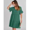 imageANRABESS Dresses for Women Summer 2025 V Neck Ruffle Sleeve A Line Tiered Flowy Casual Trendy Mini Beach Dress with PocketsGreen