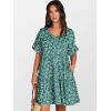 imageANRABESS Dresses for Women Summer 2025 V Neck Ruffle Sleeve A Line Tiered Flowy Casual Trendy Mini Beach Dress with PocketsGreen Blue Floral