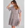imageANRABESS Dresses for Women Summer 2025 V Neck Ruffle Sleeve A Line Tiered Flowy Casual Trendy Mini Beach Dress with PocketsKhaki Polka Dot Gray