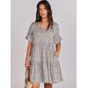 imageANRABESS Dresses for Women Summer 2025 V Neck Ruffle Sleeve A Line Tiered Flowy Casual Trendy Mini Beach Dress with PocketsKhaki Polka Dot Gray